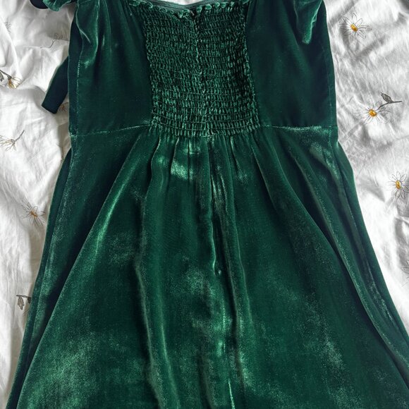Reformation Minna Velvet Dress Emerald - Size 2 - Picture 3 of 5